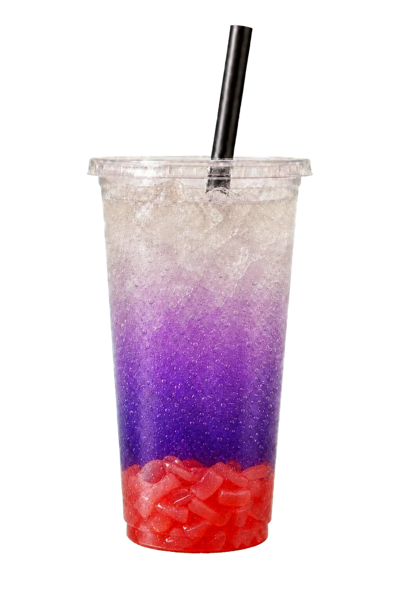 Blueberry Fruta Pop refresher with strawberry jelly strips over ice