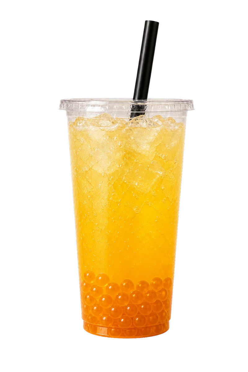 Mango Fruta Pop refresher with popping boba over ice