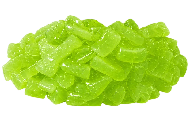 Broad green apple jelly strips