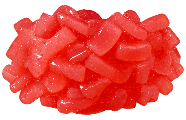 Broad red strawberry jelly strips